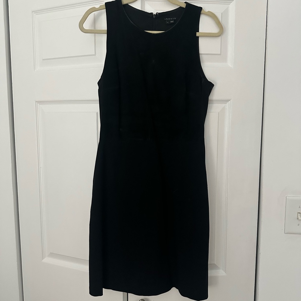 Theory black dress with suede accent 8